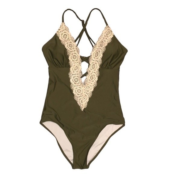 Cupshe Swimsuit One-Piece High-cut legs Beach Vacation sz small - Picture 1 of 3
